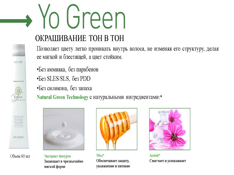 ОКРАШИВАНИЕ ТОН В ТОН Позволяет цвету легко проникать внутрь волоса, не изменяя его структуру,